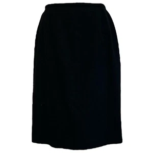 Falda Picone Negra Lana Completamente Forrada con Cierre de Cremallera y Costura Trasera abertura - Imagen 1 de 3