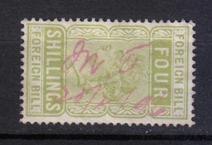 Great Britain Foreign Bill Four Shillings used stamp Victoria period /003 - Picture 1 of 2