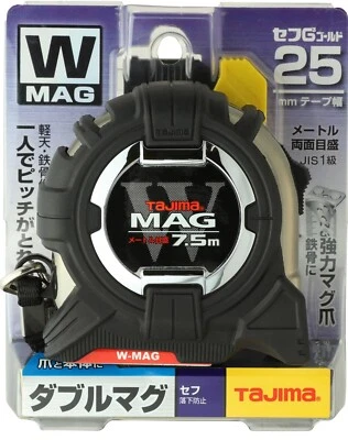 Tajima Convex Tape Measure CWM3S2575 Sef G3 Gold Double Mag25 7.5m×25mm New - Image 1 of 4
