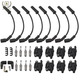 8 Pack UF743 Ignition Coils &Spark Plugs &Wire Set For Chevy Silverado GMC Yukon - Picture 1 of 11
