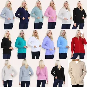 Damen-Cardigan Reißverschluss Langarm Kragen Pullover Fronttaschen UK 8–22 - Bild 1 von 14