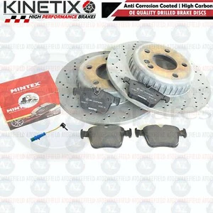 PARA MERCEDES CLASE C AMG DISCOS DE FRENO TRASEROS PERFORADOS PASTILLAS MINTEX SENSOR DE DESGASTE CABLE - Imagen 1 de 4