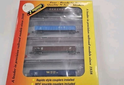N Scale Roundhouse 4 Pack Gondolas Assortment Set Of Freight Cars. - Image 1 of 3