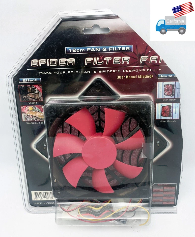 NEW Evercool SFF-12 120mm 3-pin 12V DC Case Fan w/ Spider Anti-Dust Filter - Image 1 of 4