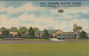 c1950 Will Rogers Motor Court Highway Route 66 Tulsa Oklahoma linen postcard D16 - Picture 1 of 2