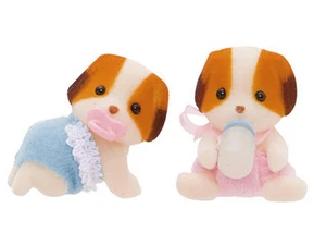 NEW SYLVANIAN FAMILIES 5009 Chiffon Dog Twins - Set of 2 Babies 4cm Twin Baby  - Imagen 1 de 1