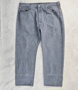 Levis 501 Gray Button Fly Straight Leg Denim Jeans Mens Size 40x30 - Picture 1 of 12