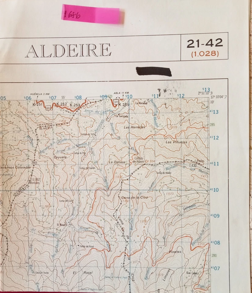 MAPA TOPOGRAFICO "ALDEIRE" 21-42 (1028) ESCALA 1:50000 # 1686 - Imagen 1 de 1