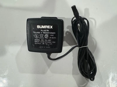 SUMREX COMPUTER CHESS ADAPTOR TRANSFORMER 120V AC 60HZ 18W OUTPUT 9V AC 1.5A - Image 1 of 4