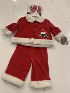 Vintage Babys First Christmas (3) teiliges Set Hose, Shirt, Nikolausmütze NEU (lesen) - Bild 1 von 9
