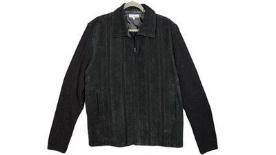 VTG Adolfo Leather Jacket Knit Sleeves Men's Size XL Knit Arms BU13947 - Image 1 of 4