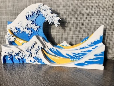 The Great Wave Off Kanagawa figura de arte impressa em 3D estátua de mesa decoração para casa - Imagem 1 de 2