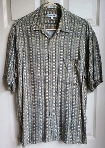 Pierre Cardin Mens Large 44" Shirt Blue Green Short Sleeve Button Up RN 13185 GU - Picture 1 of 6