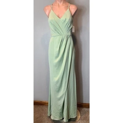 Maxi Vestido Formal Nuevo con Etiquetas Boda Verde Baile de graduación Fluido Elegante Regreso a Casa Talla 0 Satinado Foto 1 de 4