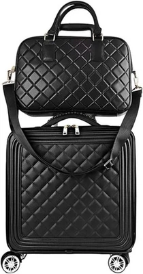 18in 2 Piece Set Travel Leather Softside Carry On Luggage Double Spinner Whee... - Image 1 of 4