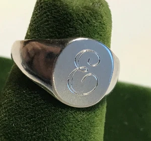 Anillo Vintage Oro 18KT Estampado y Grabado HGE Monograma "E" Talla 5 Marca VARGAS - Imagen 1 de 9