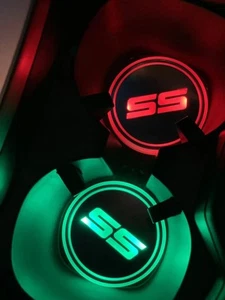 2PCS Rechargeable SS Ambient Led Light Car Cup Holder Coaster Decal with LDR ... - Picture 1 of 4