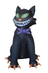 6' LED Espeluznante Sonriente Gato Negro Halloween Inflable Exterior Vacaciones Decoración - Imagen 1 de 11