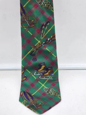 Tommy Hilfiger Corbata Para Hombre Vacaciones Seda Cuadros Invierno Patines Raquetas de Nieve Trineo EE. UU. Foto 1 de 4