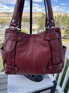 TIGNANELLO BURGUNDER DOPPELHENKEL WUNDERSCHÖNE LEDERTASCHE, GR. M BIS LG, TOP A+ - Bild 1 von 18