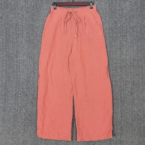 A New Day Pants Womens Small Salmon Pink Linen Blend High-Rise Wide Leg - Picture 1 of 14
