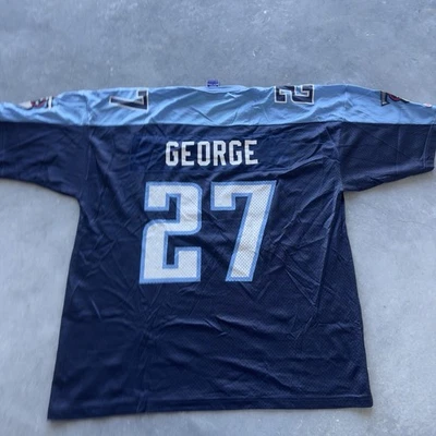 复古 90 年代冠军 Eddie George #27 田纳西泰坦队球衣 NFL 尼龙 L 码 — 第 1/4 张图片