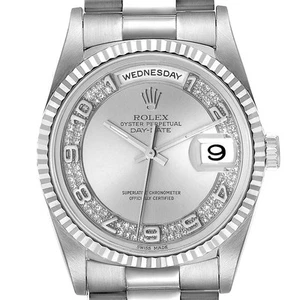 Rolex President Day-Date White Gold Myriad Diamond Dial Mens Watch 18239 - Picture 1 of 11