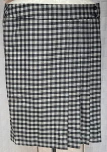 Gonna vintage Liz Claiborne 100% lana plissettata a quadri grigia foderata taglia 16 FXH - Foto 1 di 15