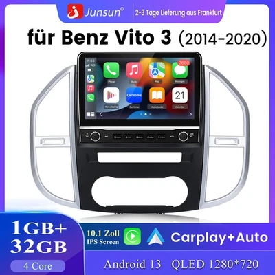 10.1” für Benz Vito 3 Autoradio Android 13 GPS Nav BT WIFI SWC Carplay 1+32GB - Bild 1 von 4