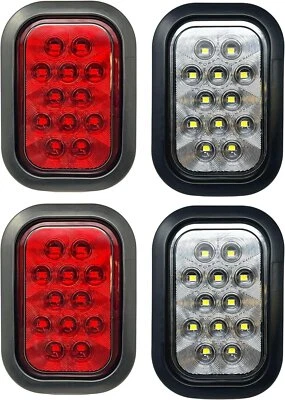 Kit de cables de luz de ojal de 12 LED rectángulo rojo 2x3" 2x blanco para camión Foto 1 de 4