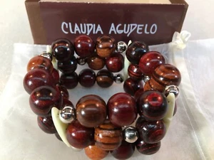 Claudia Agudelo Wood Beaded Bracelet w/ Box - Picture 1 of 6