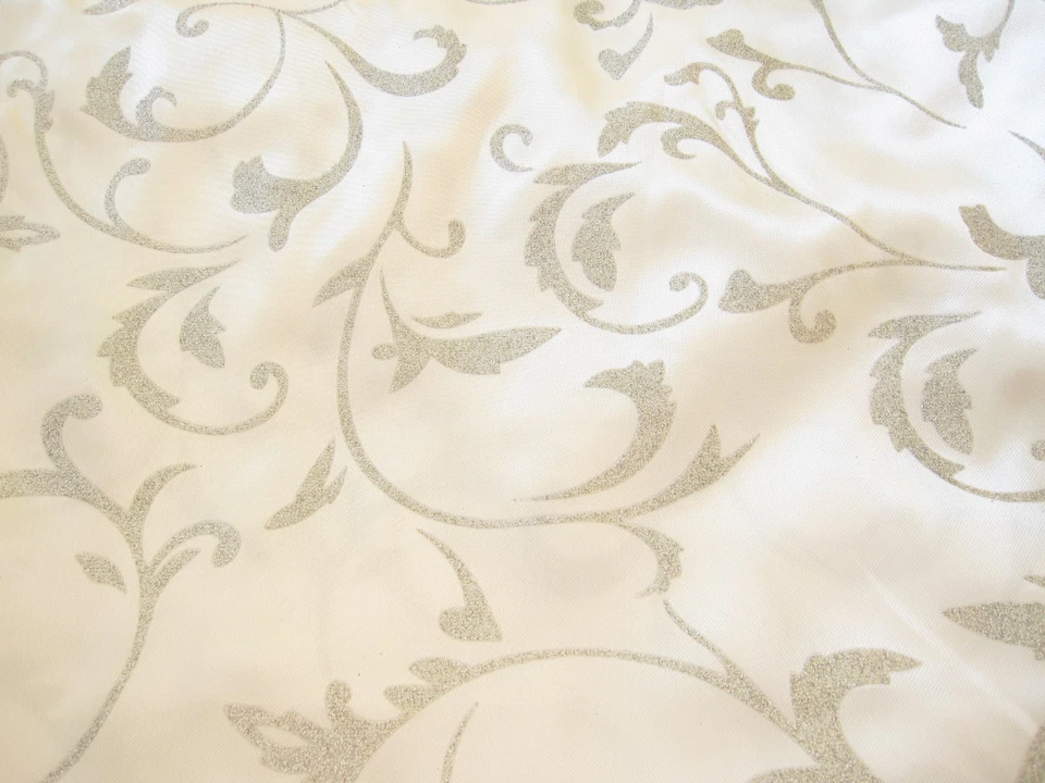 Satin Stoff Glitzer Ranken creme Blumen Meterware Hochzeit