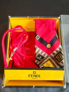 Fendi pouch set mini handbag & scarf Red logo zucca pattern with box - Picture 1 of 18