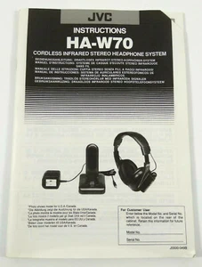 JVC HA-W70 Cordless Infrared Stereo Headphone System Mode d emploi Instructions - Picture 1 of 2