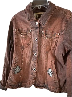 Chaqueta de mezclilla etílica reciclada tema abeja miel para mujer M\L Foto 1 de 4