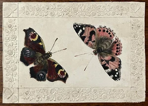 EUROPEAN Lepidoptery Study ~ BUTTERFLIES ~ c1870s Victorian ORIGINAL PAINTING - Picture 1 of 5