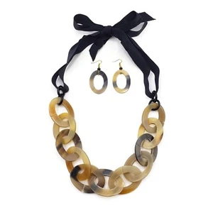 Moda Cuerno de Búfalo Collar Cadena Gruesa Cuerno Genuino Joyería Natural Pendiente - Imagen 1 de 2