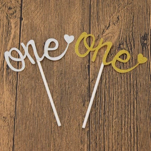 5X One Letter Cake Topper para Baby Girl Boy 1st Birthday Glitter Silver Gold - Imagen 1 de 6