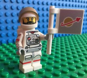Lego 71011 Series 15 ASTRONAUT Space Man Spaceman Flag Minifigures City Town New