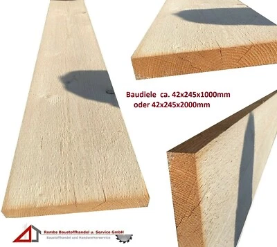 BAUSTOFFHANDELSHOP Baudiele ca. 45x245mm 18€/m Bauholz Bohle Gerüstbohlen Diele Holzbrett Baudielen