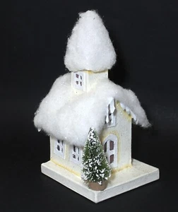 Glitter House Putz Style Church School 9" Tall White Holiday Village - Picture 1 of 4