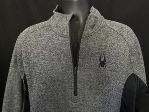 Spyder Outbound Half Zip XL Pullover Sweater Knit Black Gray Fleece Lined Fitted - Picture 1 of 15