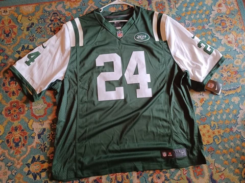 New York Jets 3XL Darrelle Revis Nike Men Green On Field NFL HOF Jersey New Sewn Cover
