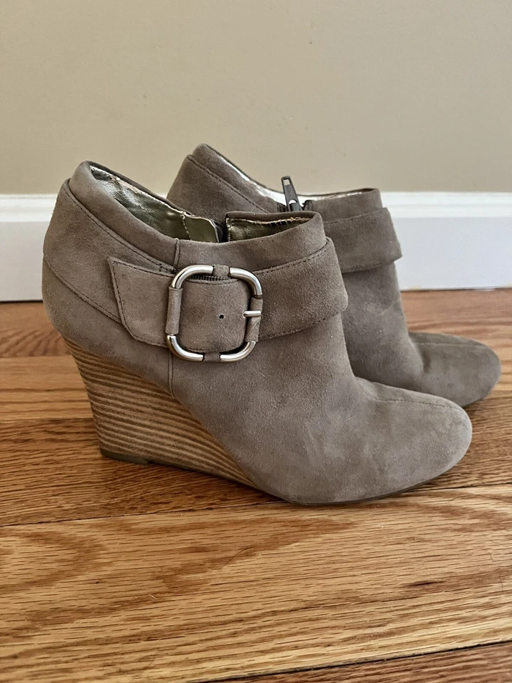 Banana Republic Taupe Suede Wedge Booties Size 5 1/2 US - Image 1 of 2