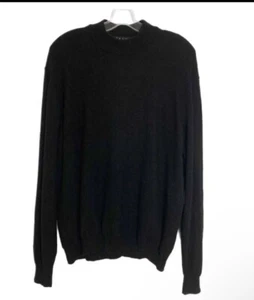Merino Wool Black Crewneck Sweater Men XL Italy Valda Toscano Minimalist Capsule - Picture 1 of 9