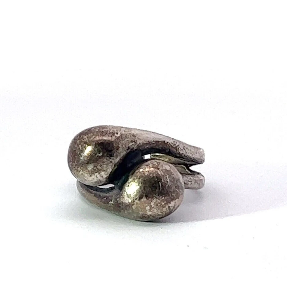 Anello Scultoreo A Due Palline In Argento Sterling Di 18,6 Mm - Immagine 1 di 4