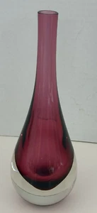 Vintage MCM Murano Flavio Poli Sommerso Style Art Glass Tear Drop Vase - Picture 1 of 11