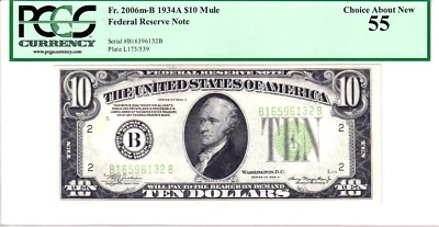 1934-A $10 FRN MULE New York PCGS Choice About New 55 #B16596132B - Image 1 of 2