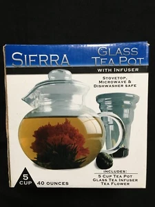 STOVETOP SAFE GLASS TEAPOT by SIERRA w/ GLASS INFUSER - Picture 1 of 11