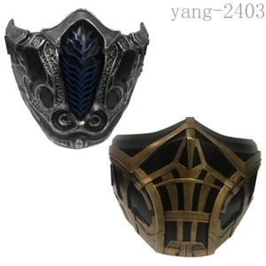 Mortal Kombat 2021 Sub-Zero SCORPION Mask Resin Half Mask Cosplay Prop Halloween - Picture 1 of 9